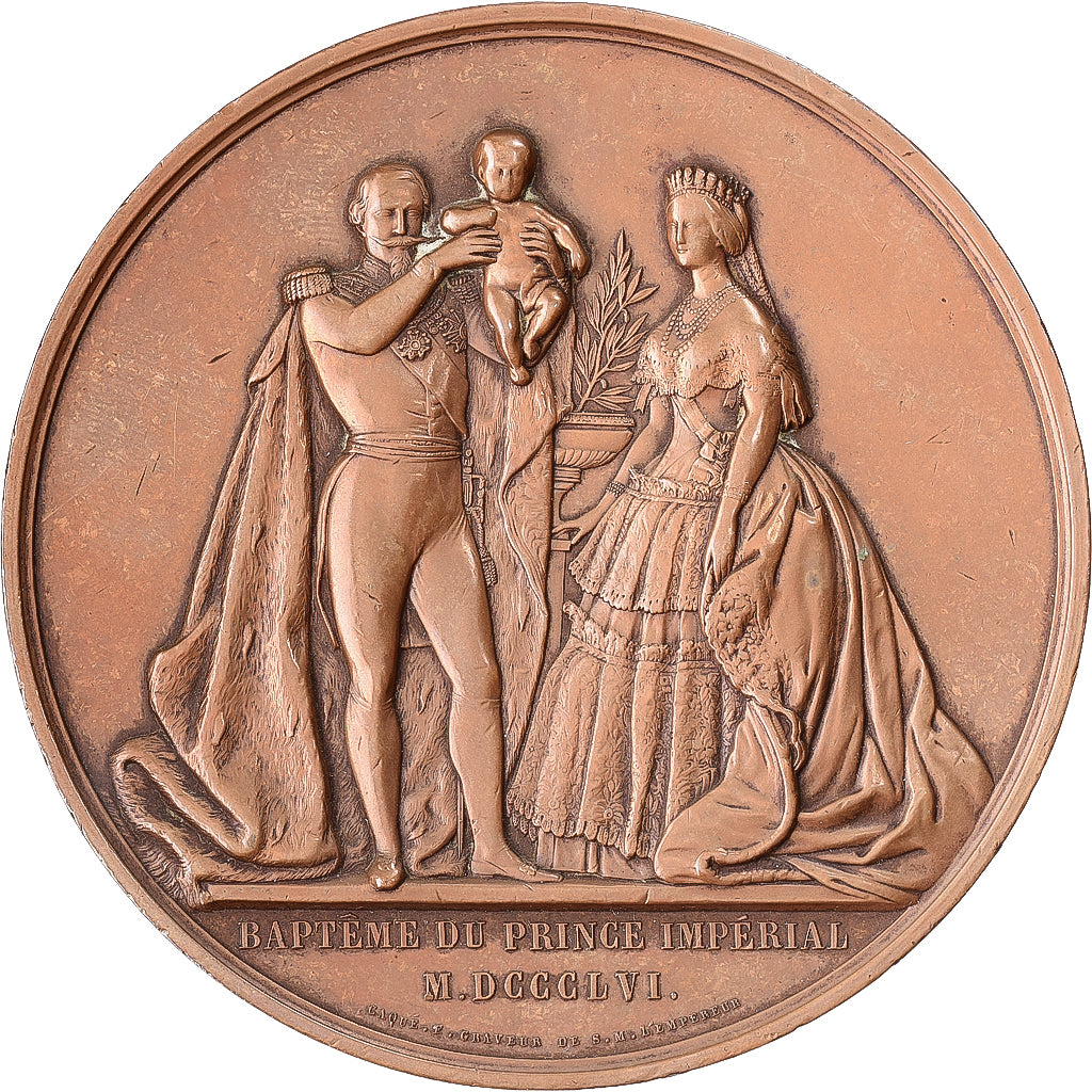 France, Medal, Napoléon III, Baptème du Prince Impérial, 1861, Copper