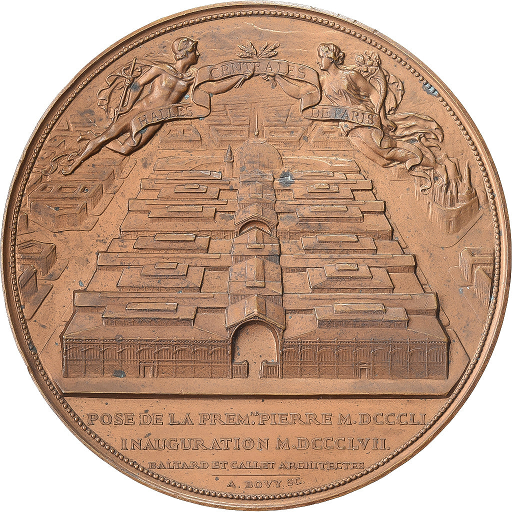 França, medalha, Napoléon III, Construction et Inauguration des Halles