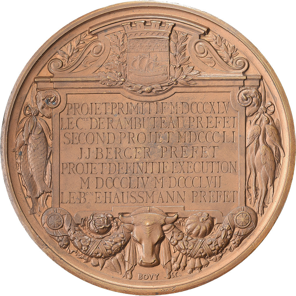França, medalha, Napoléon III, Construction et Inauguration des Halles