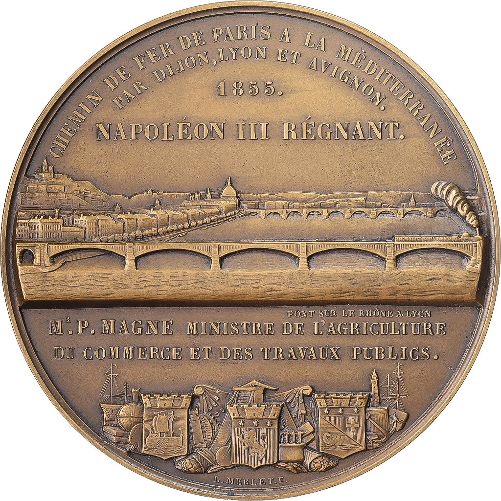 France, Medal, Napoléon III, Chemin de fer de Paris à la Méditerranée, 1855