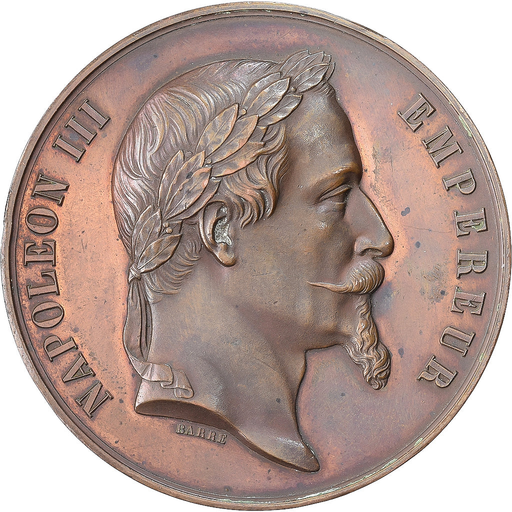 France, Medal, Napoléon III,  Pupilles de la Marine, 1862, Copper, Barre