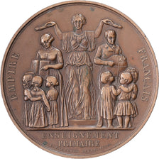 France, Medal, Enseignement primaire, 1857, Copper, Farochon, AU(50-53)