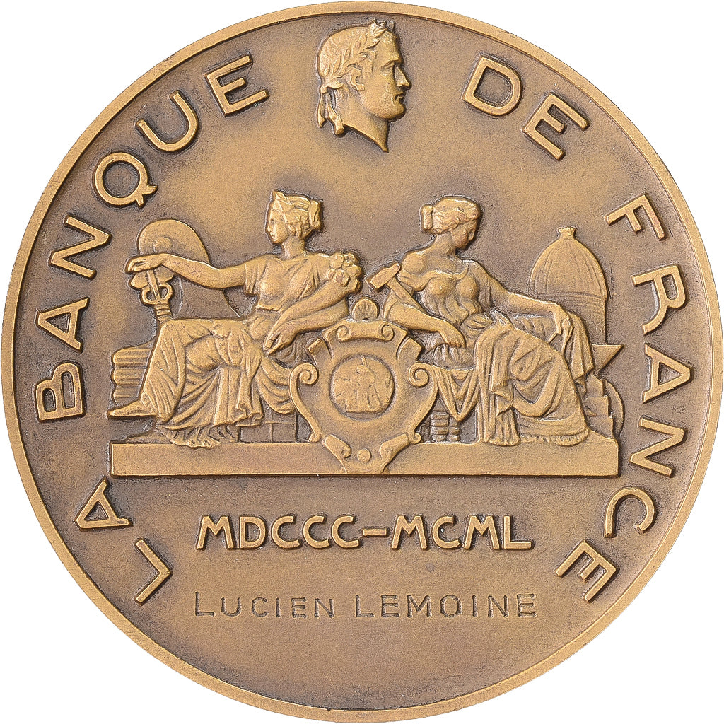 Francia, medalla, La Banque de France, La Sagesse fixe la Fortune, 1950, Bronce
