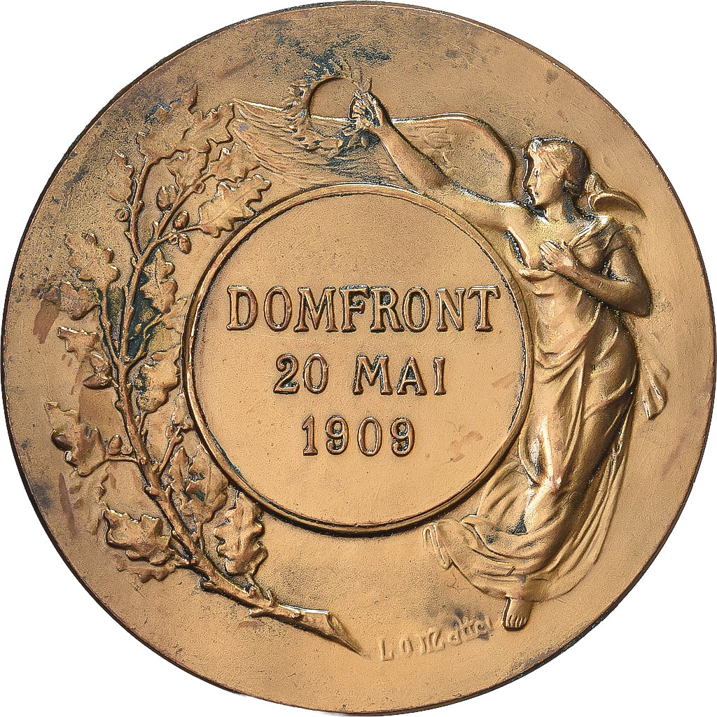 Francia, medalla, Ville de Domfront, 1909, Bronce, Mattei, EBC