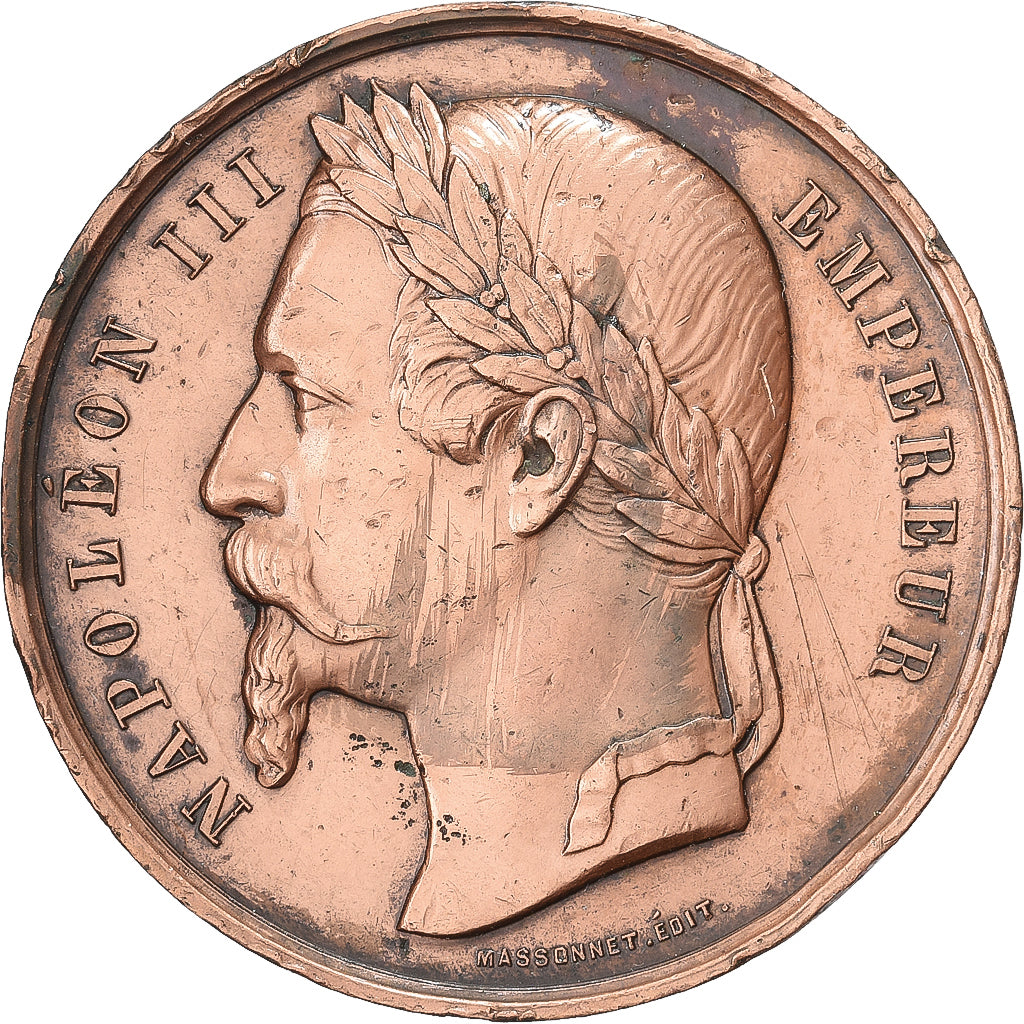 France, Medal, Napoléon III, Société Centrale d'Agriculture de l'Yonne, 1856