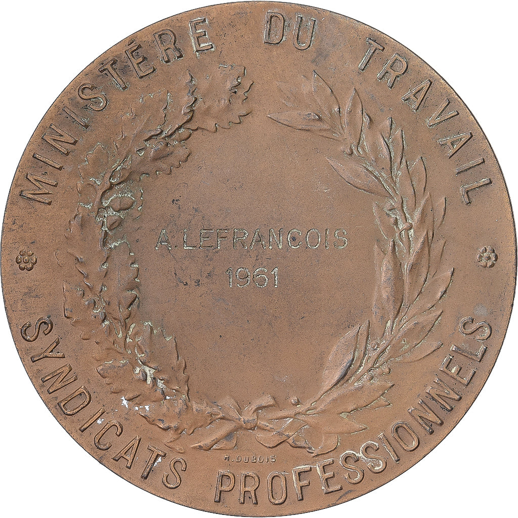 Francia, medalla, Syndicats Professionnels, Ministère du Travail, 1961, Bronce