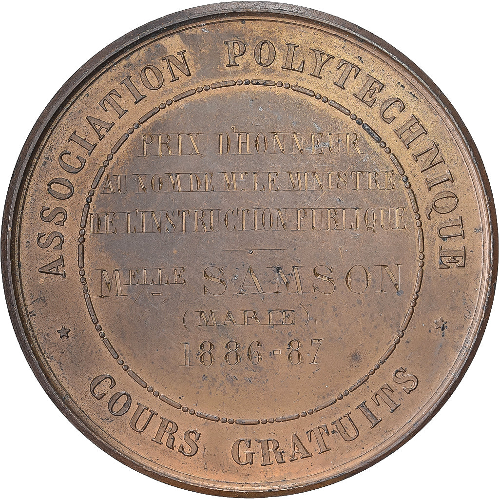 Francja, medal, Association Polytechnique, Cours Gratuits, 1887, Brązowy