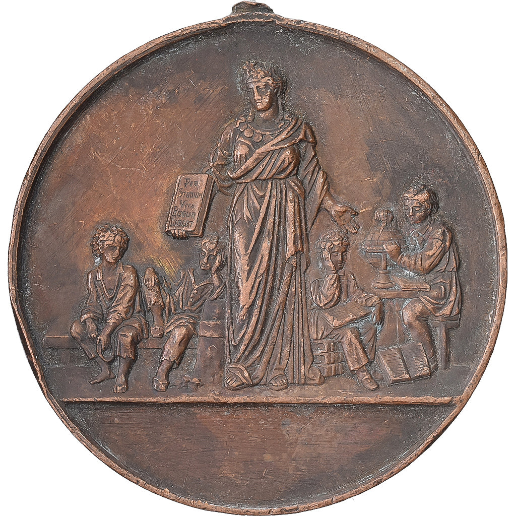 France, Medal, Fête de la Caisse des Ecoles, Clichy (Seine), 1886, Copper