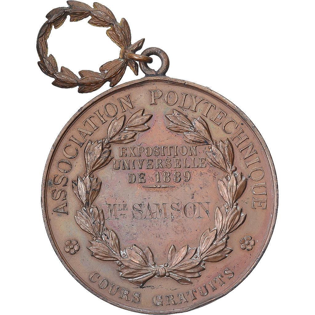 France, Medal, Exposition Universelle, Association Polytechnique, 1889, Copper
