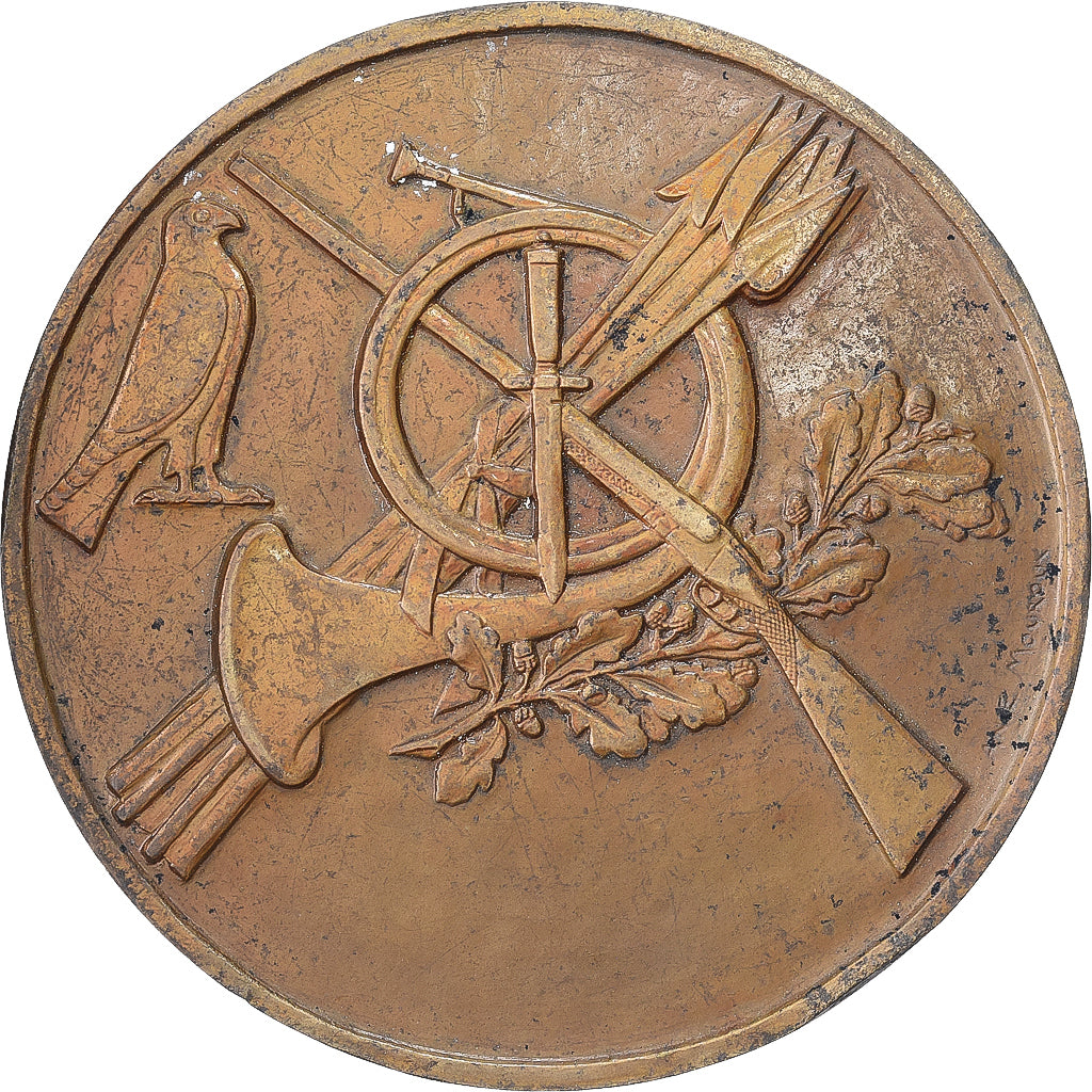 France, Medal, Saint Hubert, Patron des Chasseurs, Bronze, Mouroux, EF(40-45)