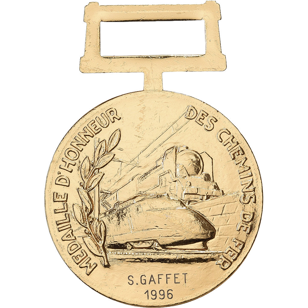 France, Medal, Honneur des Chemins de Fer, 1996, Gilt Bronze, Guiraud, AU(55-58)