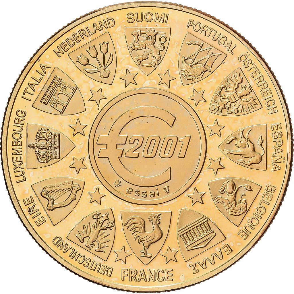 France, Medal, Ecu Europa, 2001, Copper-Nickel Gilt, MS(63)