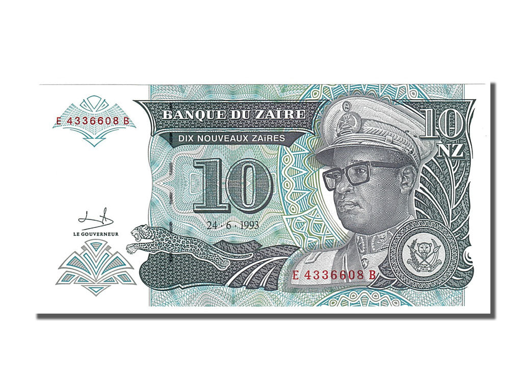 Banknote, Zaire, 10 Nouveaux Zaïres, 1993, 1993-06-24, UNC(65-70)