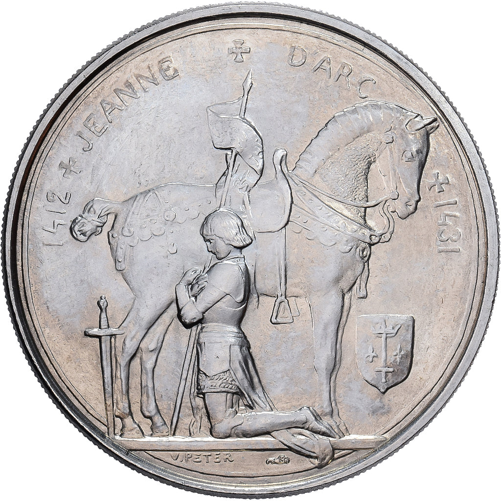France, Medal, Jeanne d'Arc, Copper-nickel, V. Peter, MS(63)