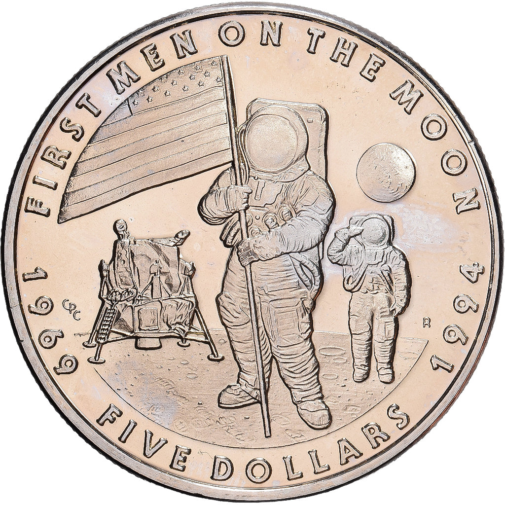 Marshall Islands, 5 Dollars, First Man on the Moon, 1994, Sunshine Mint