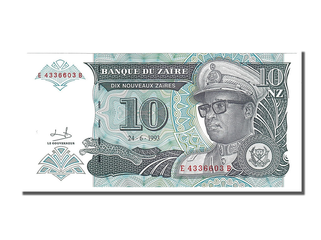 Banknote, Zaire, 10 Nouveaux Zaïres, 1993, 1993-06-24, UNC(65-70)