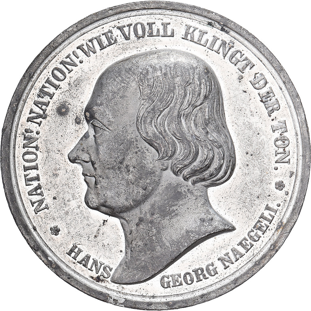 Suíça, medalha, Hans Georg Naegeli, 1858, Estanho, Sebald, EF(40-45)