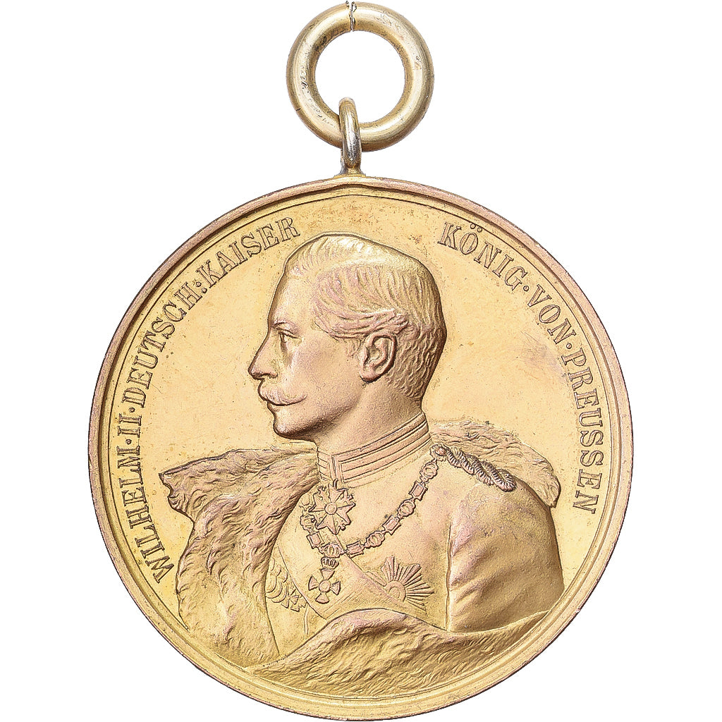 Alemanha, medalha, Kaiser Wilhelm II, Cobre Dourado, AU(55-58)