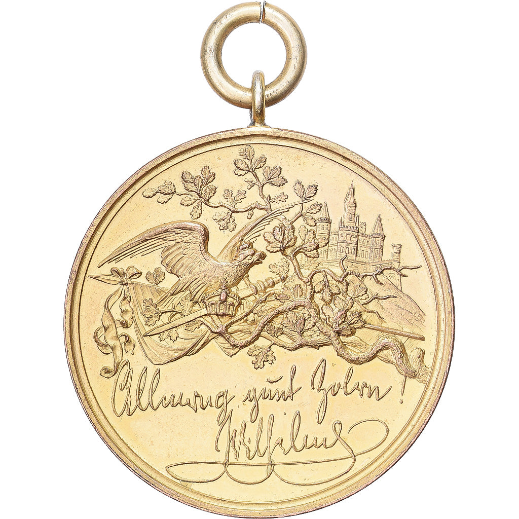Alemanha, medalha, Kaiser Wilhelm II, Cobre Dourado, AU(55-58)