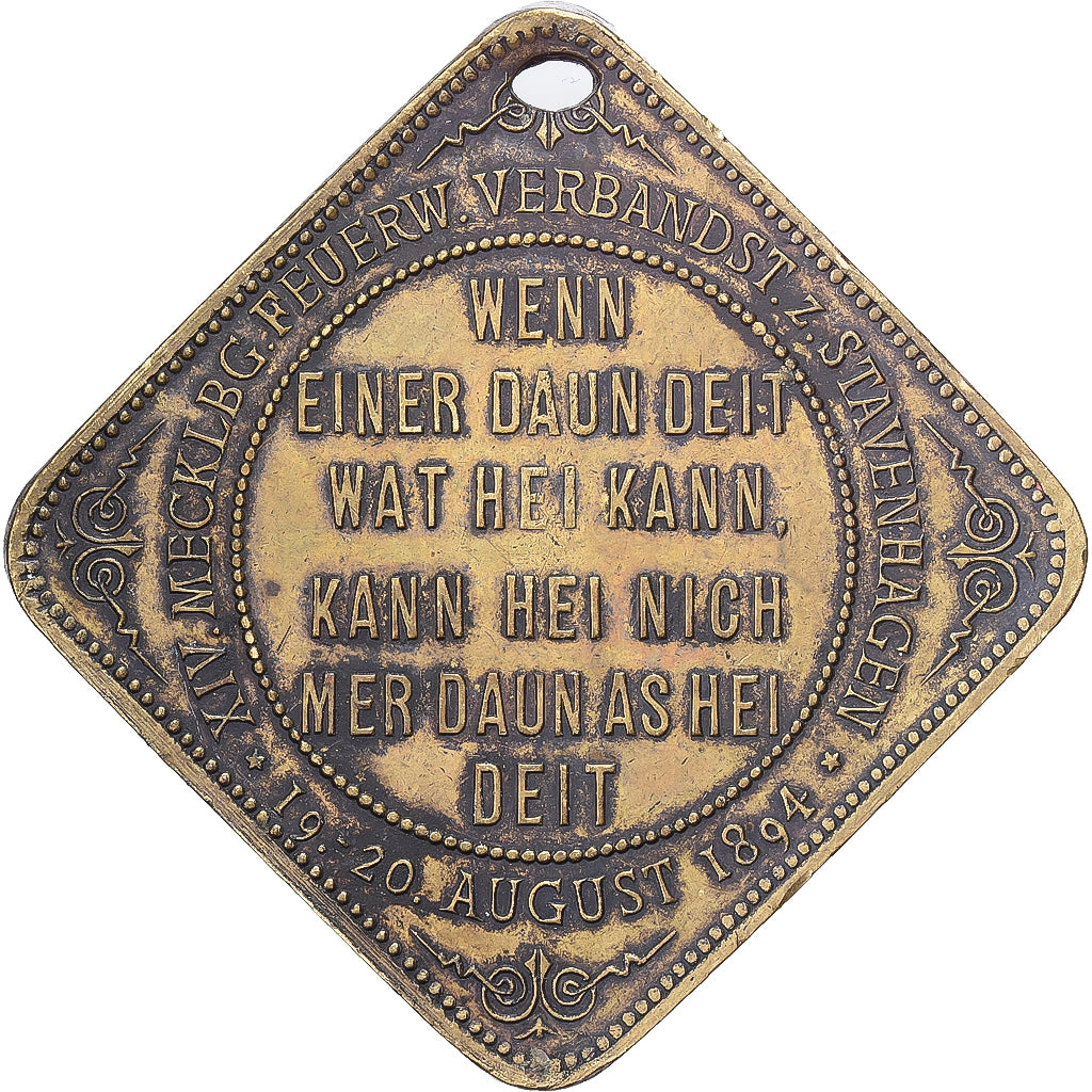 Germany, Medal, Fritz Reuter, 1894, Brass, EF(40-45)