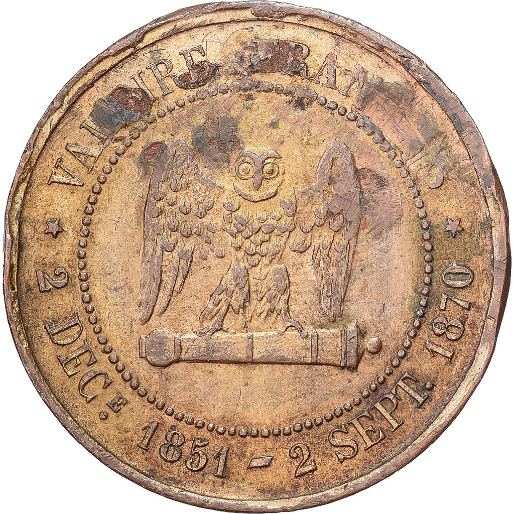 Francia, 5 Centimes, Napoléon III, Sedan, 1870, Satirique, Bronce, BC+