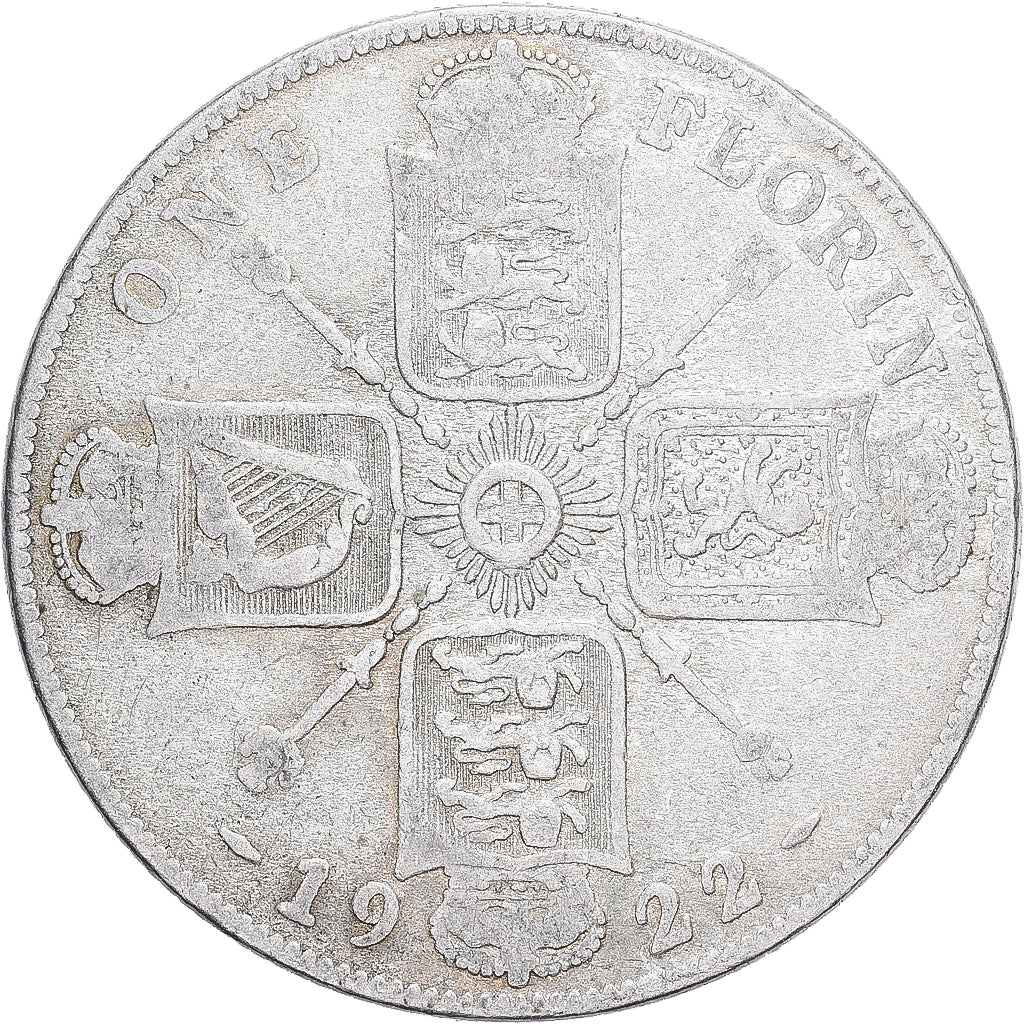Gran Bretagna, George V, Florin, Two Shillings, 1922, Argento, MB+, KM:817a