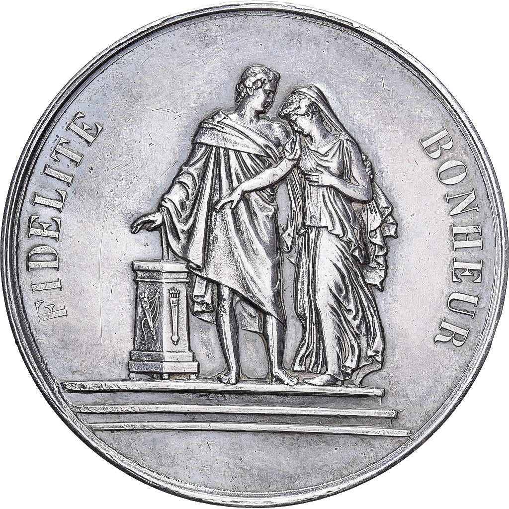 France, Medal, Mariage, Fidélité Bonheur, Silver, AU(55-58)