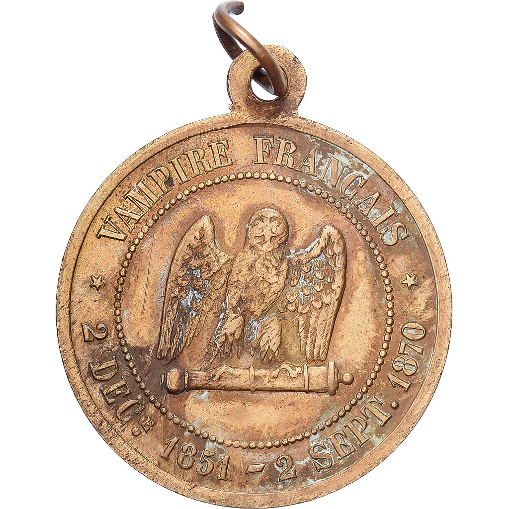 France, Medal, Napoléon III le misérable, satirique, 1870, Brass, EF(40-45)