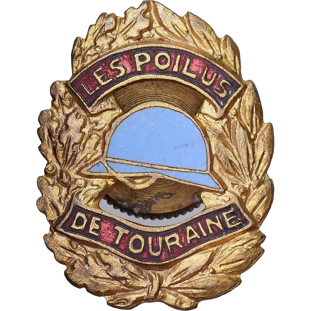 France, Les Poilus de Touraine, WAR, Insigne, Excellent Quality, Laiton, 25