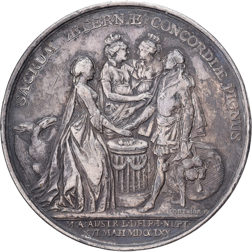France, Médaille, Louis XV, Mariage du Dauphin Louis & Marie-Antoinette, 1770