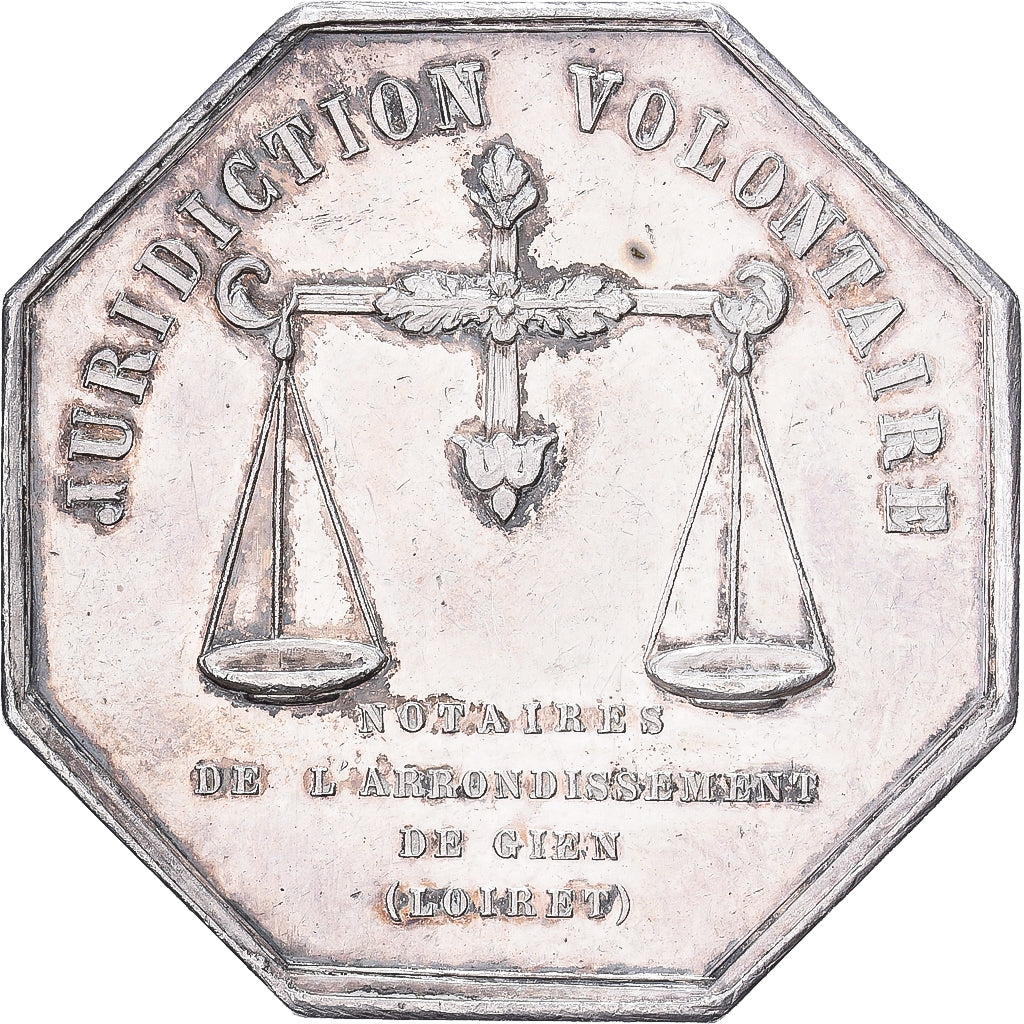 France, Jeton, Notaires de l'Arrondissement de Gien, Argent, SUP, Barre