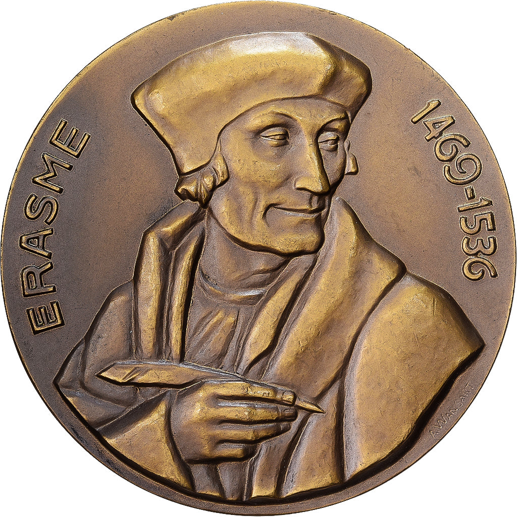France, Médaille, Erasme, Vème Centenaire, Tours, 1969, Bronze, SUP