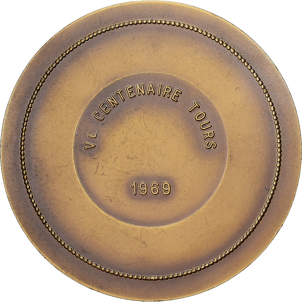France, Médaille, Erasme, Vème Centenaire, Tours, 1969, Bronze, SUP