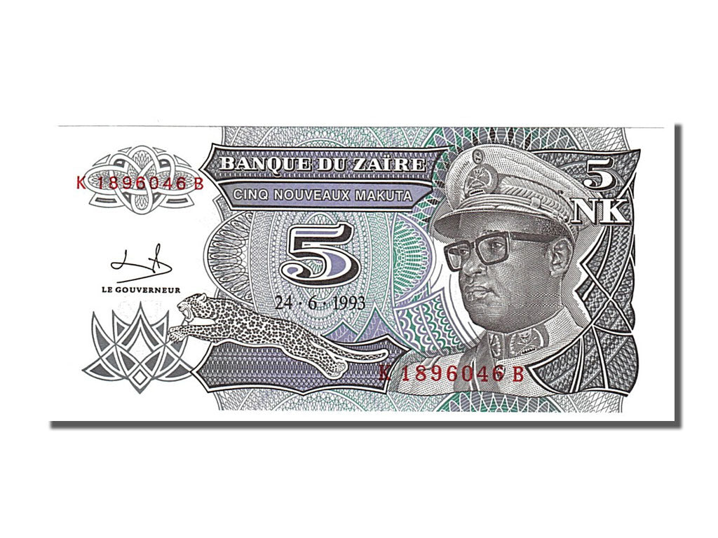 Banknote, Zaire, 5 Nouveaux Makuta, 1993, 1993-06-24, UNC(65-70)