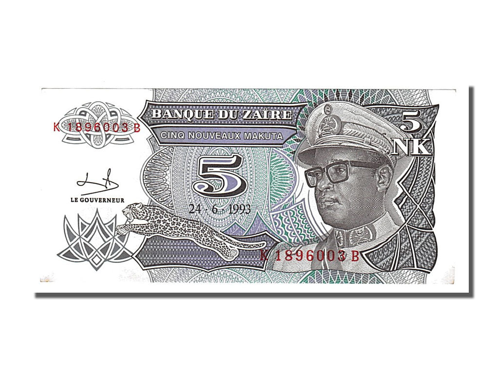 Banknote, Zaire, 5 Nouveaux Makuta, 1993, 1993-06-24, UNC(65-70)