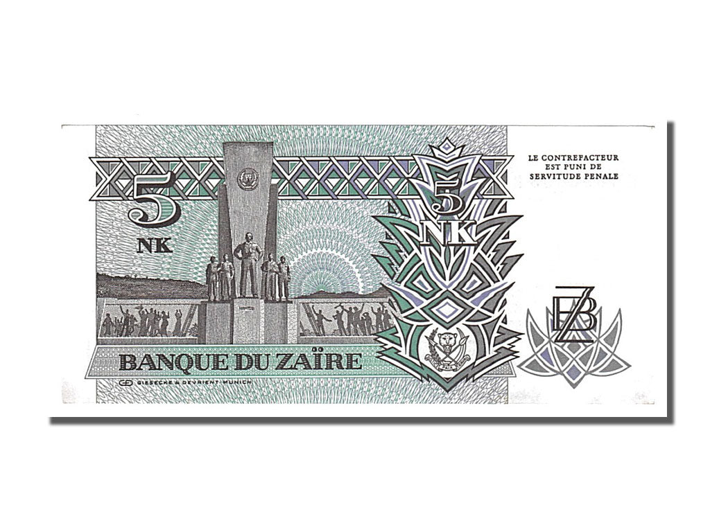Banknote, Zaire, 5 Nouveaux Makuta, 1993, 1993-06-24, UNC(65-70)
