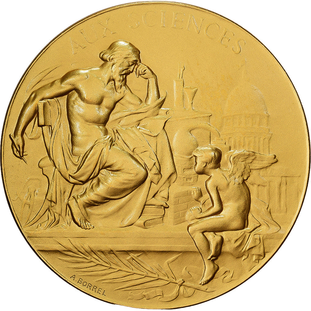 France, Medal, Aux Sciences, 1983, Gilt Bronze, Borrel.A, MS(63)