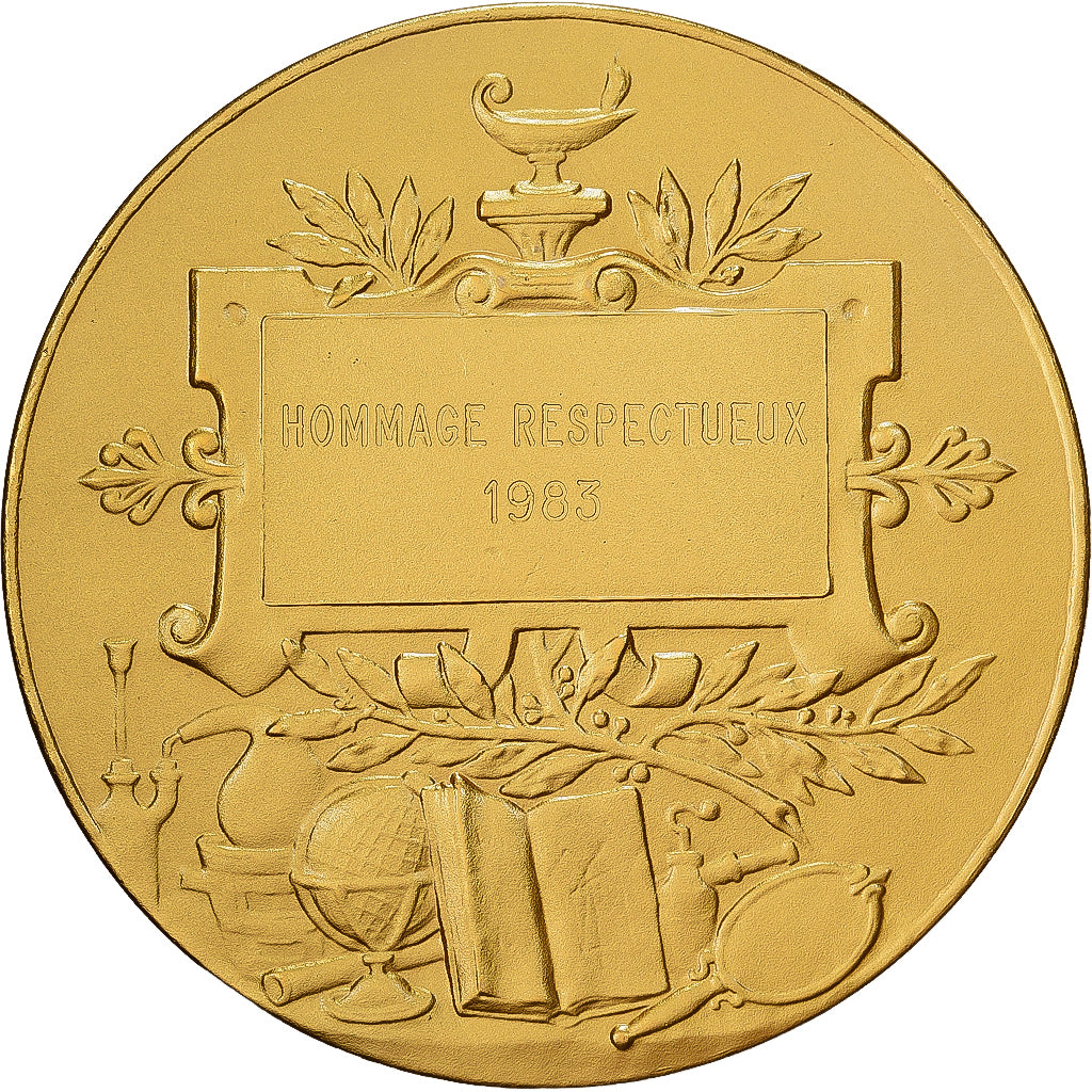 France, Medal, Aux Sciences, 1983, Gilt Bronze, Borrel.A, MS(63)