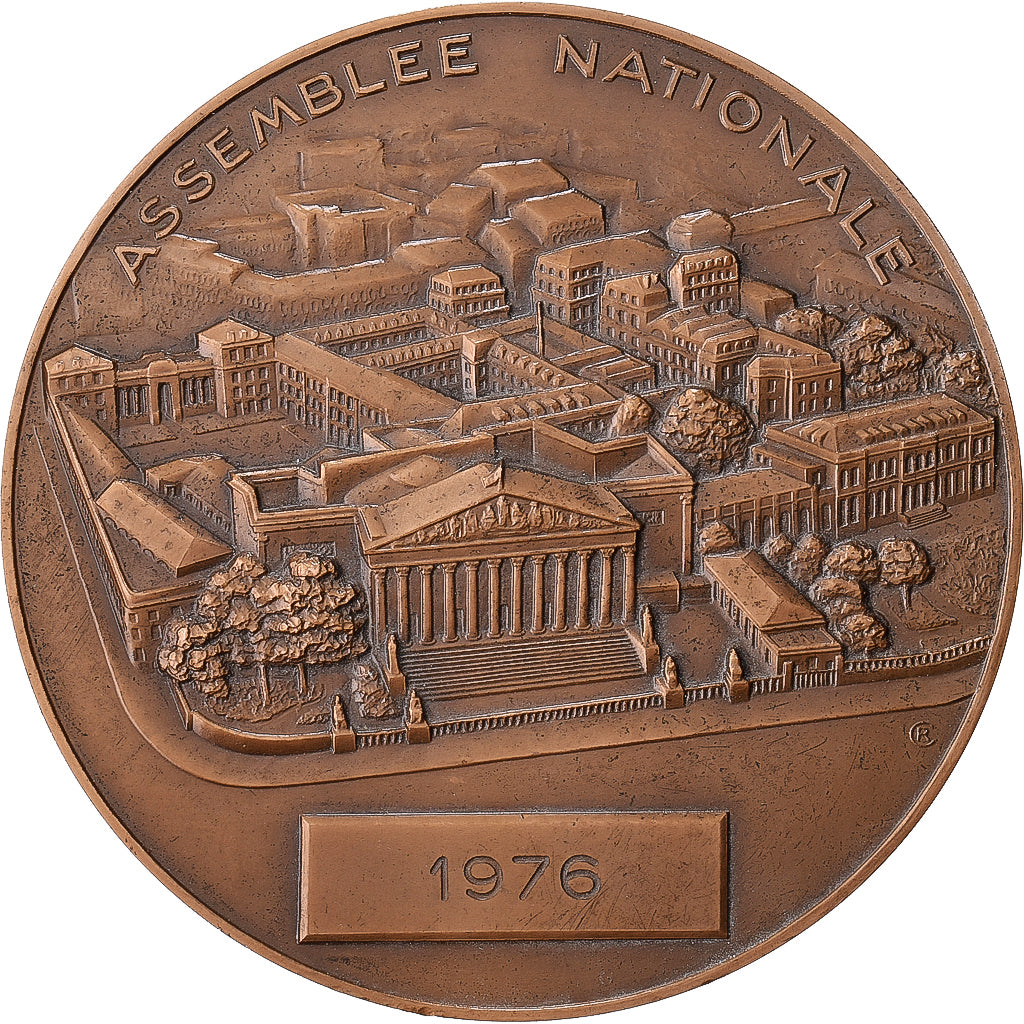 Francja, medal, Assemblée Nationale, Edgar Faure, 1976, Brązowy, AU(55-58)