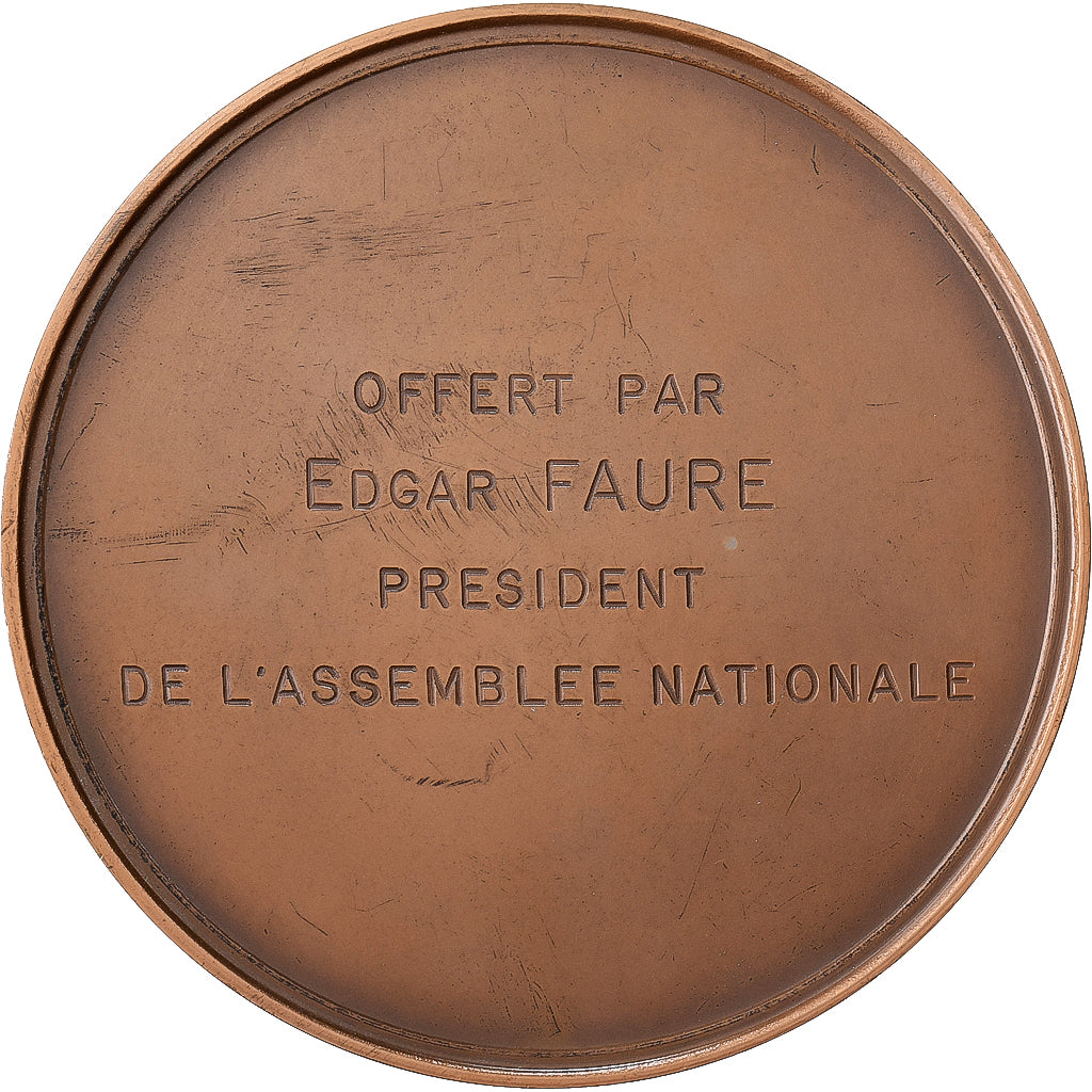 Francja, medal, Assemblée Nationale, Edgar Faure, 1976, Brązowy, AU(55-58)
