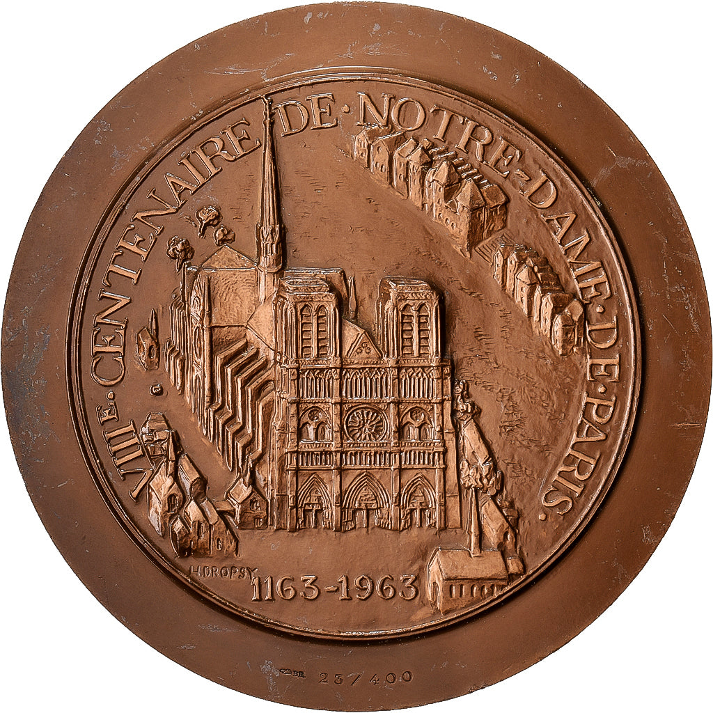 Francia, medalla, VIIIème Centenaire de Notre Dame De Paris, 1963, Bronce