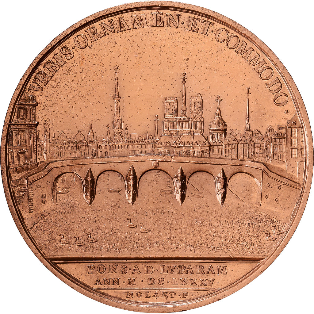 Francia, medaglia, Louis XIV, Le Pont Royal à Paris, Rame, Molart, Restrike