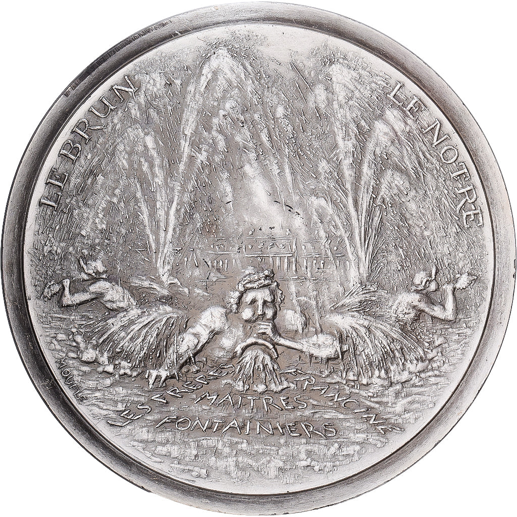França, medalha, Les Grandes Eaux de Versailles, Lebrun-Lenotre, 1973, Prata