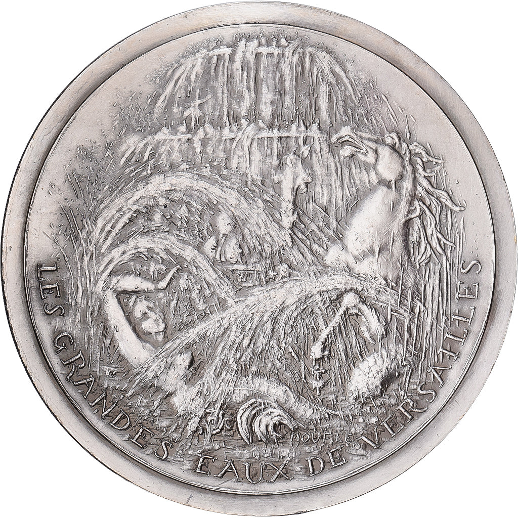 França, medalha, Les Grandes Eaux de Versailles, Lebrun-Lenotre, 1973, Prata