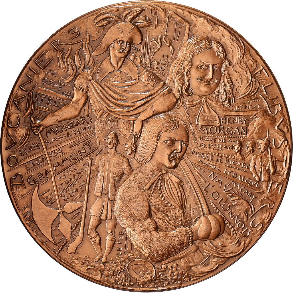 França, medalha, Boucaniers et Flibustiers, 1978, Bronze, Ammann, MS(63)