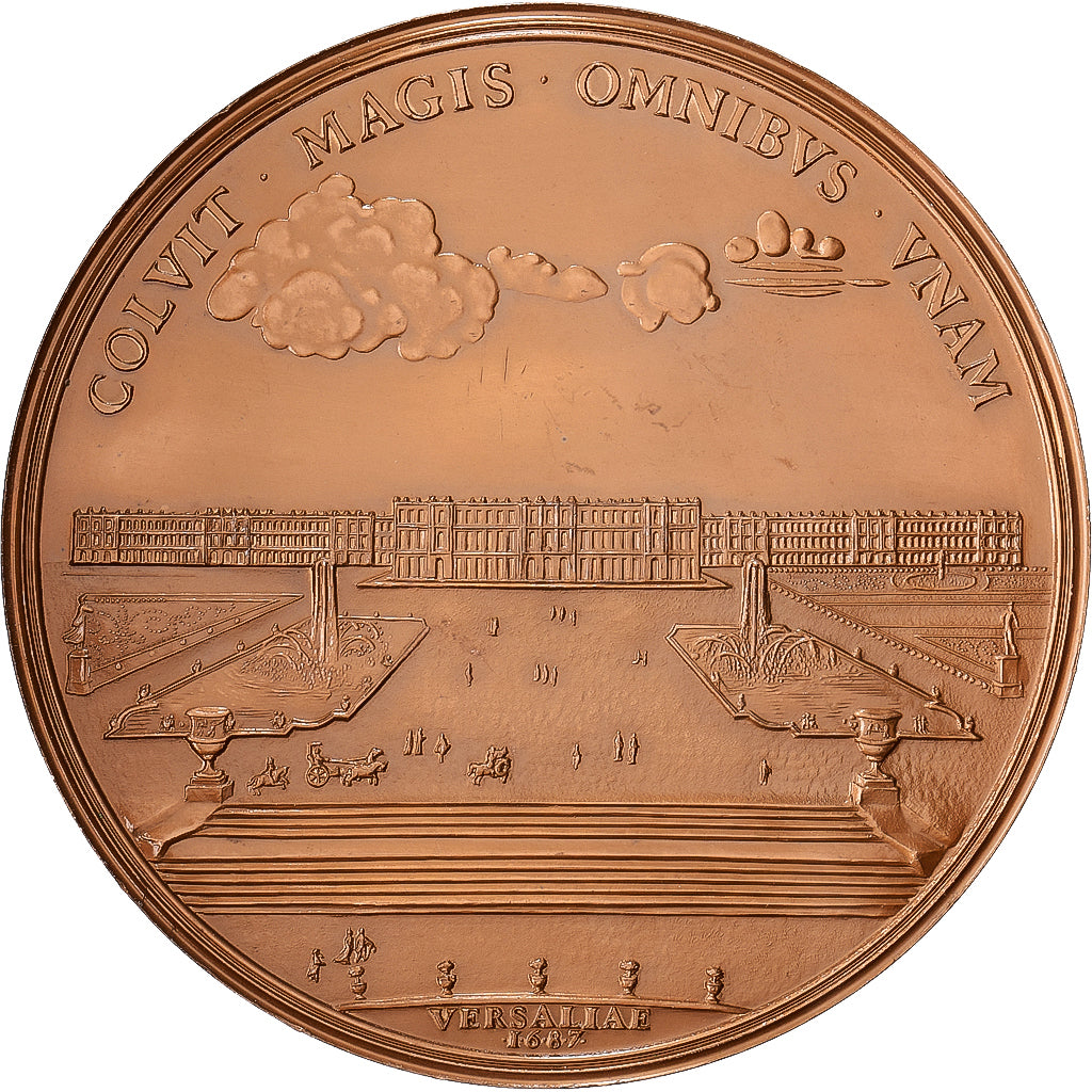 Francia, medaglia, Louis XIV, Château de Versailles, 1687, Bronzo, Molart