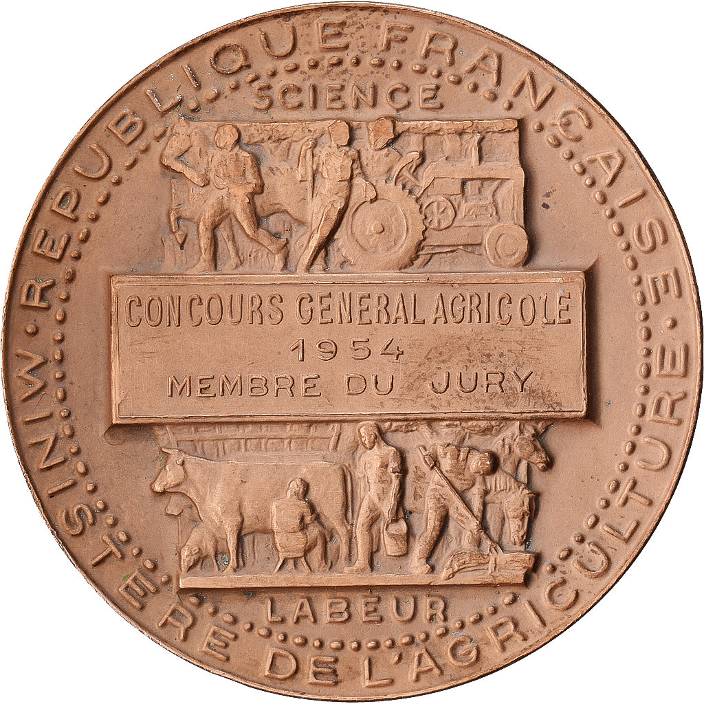 Francia, medaglia, Art Déco, Concours Général Agricole, 1954, Bronzo, Cochet