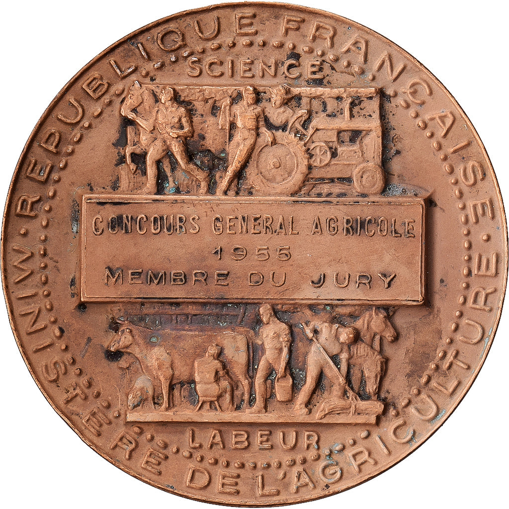Frankrijk, Medaille, Art Déco, Concours Général Agricole, 1955, Bronzen