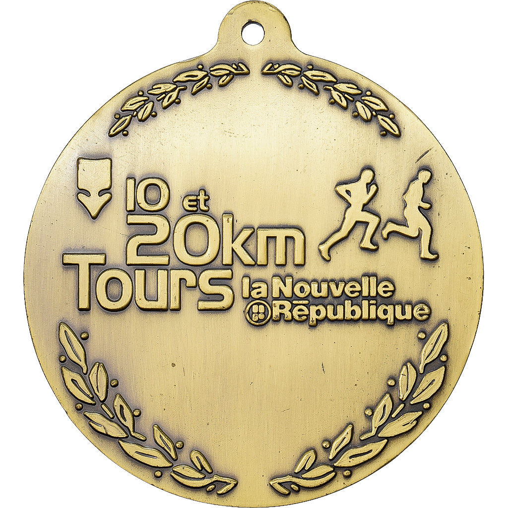 Francia, medaglia, 10 et 20 Kms Tours, La Nouvelle République, Rame-ottone