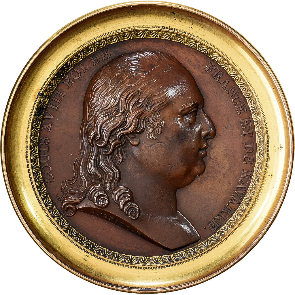 Francia, medalla, Louis XVIII, Il porte la paix du monde, 1814, Cobre, Andrieu